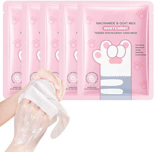 5 Stück Nourishing Handpflege Handmaske, Feuchtigkeitshandschuh Anti-Aging Feuchtigkeitsspendende Handpflege Peeling-Handmasken Für Frauen Und Männer, Reparatur Für Beschädigte Und Rissige Hände