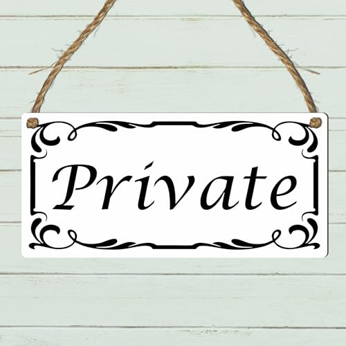 Bathroom Door Sign, Private Room Plaque, Toilet Hanging Sign, Bathroom Decor, Home WC Sign, Elegant Restroom Hanging Sign, Vintage Toilet Sign, (Private, Small: 19 cm (H) × 9 cm (W))