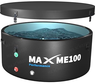 MAXME100® 852 Gallons Super Large Inflatable Solid Ice Bath Tub, Cold Plunge Pool, Heat & Cool Chiller Compatible, Dual Water in/Out Nozzles, Portable for 4-6 Adults, Indoor & Outdoor Use