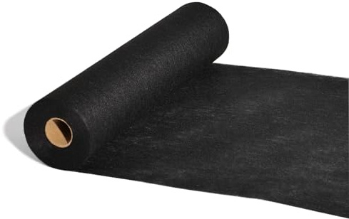 FRKOKRFA Vlies Tischläufer Schwarz, 25m x 30cm Dekoratives Tischband, Tischdeko Tischläufer Rolle für Geburtstage, Hochzeiten, Taufen Kommunion und andere Feierlichkeiten