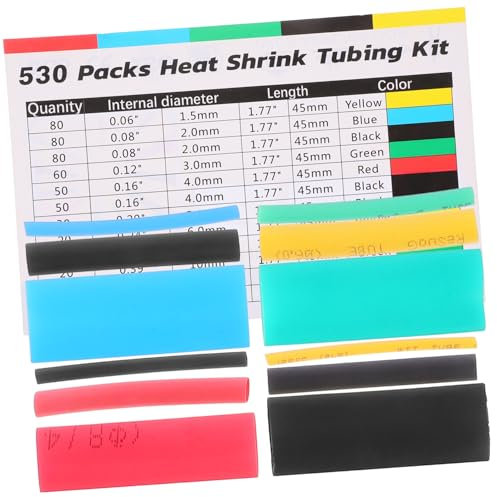 DIYEAH 530pezzi Guaina Termorestringente Tubi Isolanti per Avvolgimento Cavi Kit di Guaine Termorestringenti Assortite Protezione per Cavi Elettrici