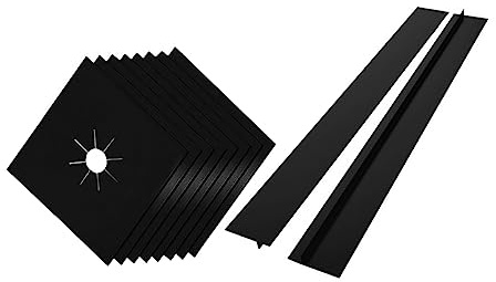 Gadpiparty Lot de 8 Couvercles de Brûleur à Gaz en Ptfe Noir, Réutilisables et Lavables, Résistants la Chaleur, pour Cuisinière et Four