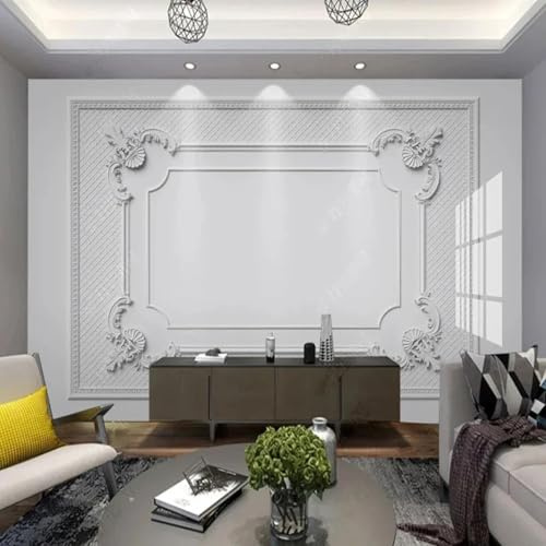 YUSENHUA Papier peint mural 3D pour salon simple plâtre blanc chambre à coucher art mural tissu de soie peinture murale décorative