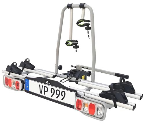 VDP eBike Fahrradträger Anhängerkupplung VP999 - E-Bike Kupplungsträger mit Quick-Lock - abklappbar, abschließbar - für 2 Fahrräder - 13-polige Beleuchtung