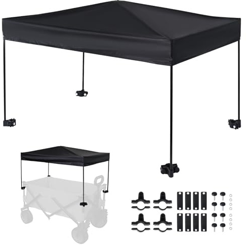 Acclcors Bollerwagen Dach Sonnendach, Faltbares Wasserdichter Handwagen Dach Tragbarer Bollerwagen Dach für Camping, Picknick, Angeln(L90*W50*H45CM)