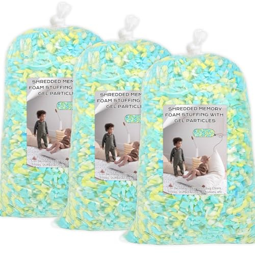 Garifon Bean Bag Filler, 15lbs Shredded Memory Foam Filling, Bean Bag Chair Filling Stuffing, Bean Bag Refill Insert, Punching Bag Filler, Pillow Filler Stuffing for Stuffed Animals/Arts Crafts(Multi)