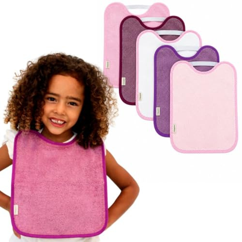 Bugalin Baberos bebe impermeables |Packs - Baberos goma elastica guarderia | 6 meses hasta 4 años| Fáciles de Poner y Quitar De Rizo y Tela Impermeable, Ideal para la Guarderia