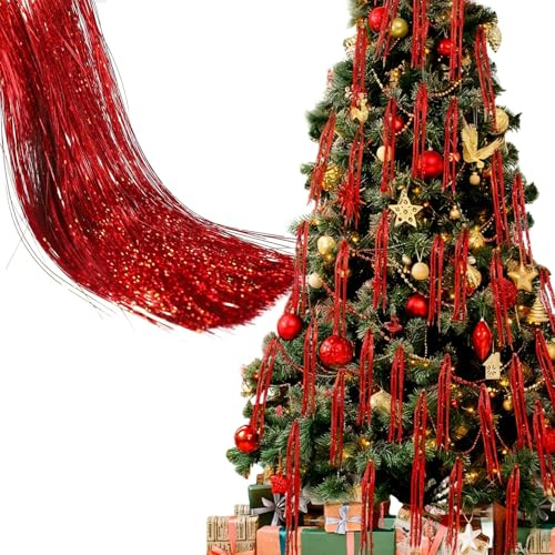 SilverChry Lametta für Weihnachten 10000 Stück, Lametta Fäden für Tannenbaum, Glänzende Weihnachtsbaum Fäden, Weihnachtsdeko Girlande, Christbaumschmuck, für Festivals, Partys und Bühnen