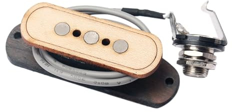 ANDRESLAD Ahornholz Schallloch Tonabnehmer für Dreisaitige Gitarren Ersatzteil mit Metallmagnet und Gewachster Spule für Zigarrenkisten Gitarren Zubehör Gmb501