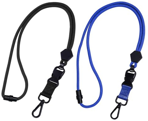 Pevlkawr 2 Pièces Cordon Tour De Cou, Porte Clé Con Clip De Sécurité, LanièRe Amovible, Crochets Métalliques, Pour Accrocher Les Clés, Carte De Travail (Noir + Bleu)