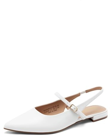 DREAM PAIRS Spetsig tå för kvinnor, slingback, platta finskor | Låg klack, justerbar rem, för kontorsarbete, bröllop, fest och vardag