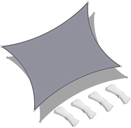 Tenda parasole resistente impermeabile 5 x 5 m, protezione dai raggi UV, tettoia rettangolare per esterni, patio, prato e giardino, vela ombreggiante per una maggiore protezione solare