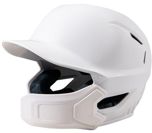 Champro HXE Matte Baseball Batting Helmet with Jaw Guard, Large, White