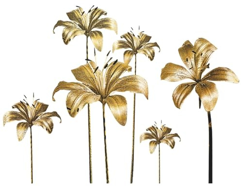 Decalcomanie da parete con giglio dorato, stacca e attacca, 83 cm x 63 cm