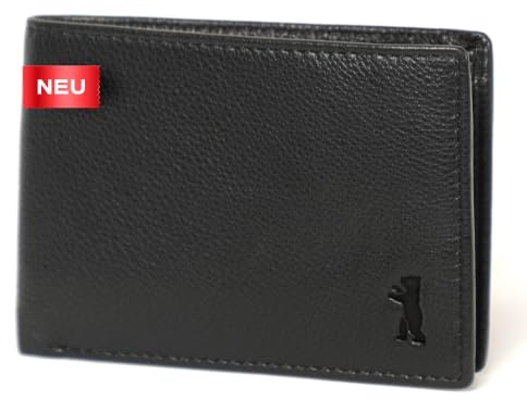 Berliner Bags Portafoglio Uomo Pelle Kees, Slim Compatto Bifold con Portamonete, Porta Carte e Protezione RFID – Nero