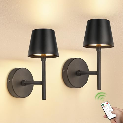 Kimjo Rechargeable Wall Lights Indoor, Wall Lamps & Sconces with Remote | 5200mAh Battery Operated Wall Lights, Wireless Picture Lights for Wall, USB Battery Wall Lights for Living Room Bedrooms
