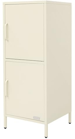 ML-Design Archivador de Oficina 40x101,5x40cm Acero Crema Armario Independiente Auxiliar Metálica con 2 Puertas y 2 Estantes Ajustables Mueble Multiusos para Almacenamiento Documentos