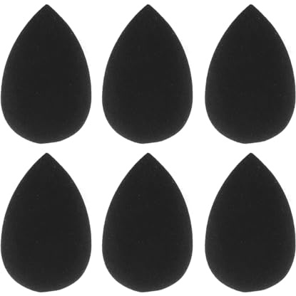 Ticha 6-pack mini makeupsvampar, svart, liten skönhetsblandning för ansikte, foundation, concealer, puder, ögonskugga