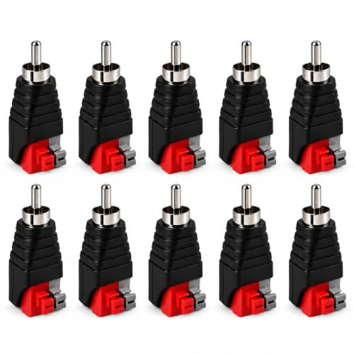CDQZAIKEJI 10PCS Cinch Vers Haut-parleur Adaptateur, Fiche Sans Soudure Haut-parleur Phono, Connecteur Audio AV à Vis, Raccord Rapide pour Câble, Amplificateur, CCTV et Système Domestique DIY