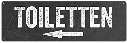 Türschild Hinweisschild TOILETTEN PFEIL LINKS Toilettenschild WC-Schild Hotel Restaurant schwarz-weiß