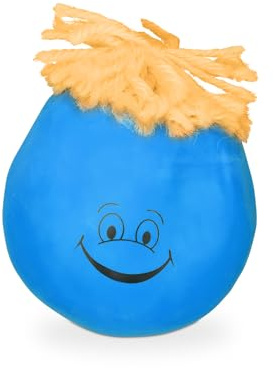 Relaxdays 10022531 Knautschball 6 cm, mit Grimasse/Haaren, Antistressball knetbar, Farblich und Modell sortiert