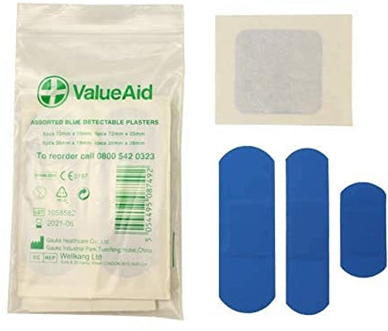 Value Aid Assorted Blue Detectable Plasters - Pack of 20