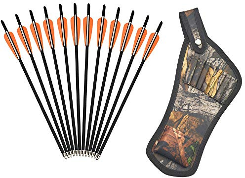 AMEYXGS 8pcs Pernos de Ballesta Flechas de Ballesta de Carbono Mixto 16 17 18 20 22 con Pernos de Ballesta Carcaj para Ballesta (Naranja, 17 Pulgadas)