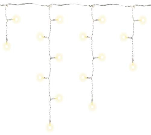 Nipach GmbH 600 LED Lichterkette Eisregen Eiszapfen warm weiß Außen Weihnachts-Deko transparentes Kabel Strangabstand 10 cm Trafo Timer Xmas-Deko