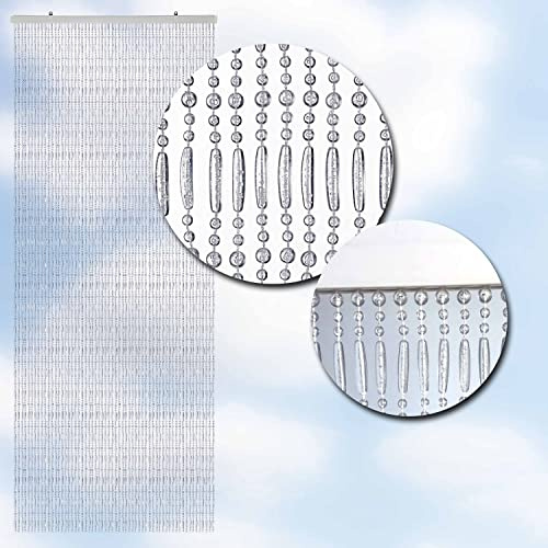 Wicotex Perlenvorhang TRANSPARENT (90x220cm) Insektenschutz Perlen - Fliegenvorhang - Balkontür Fliegengitter - Terrassentür