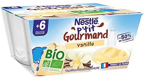 Nestlé Bébé - P'tit Gourmand BIO Nestlé Bébé - Vanille - Laitage dès 6 Mois - 4X90g