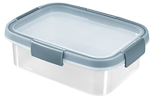 CURVER KETER - Contenitore rettangolare per alimenti Fresh 1 l, 100% riciclabile, 100% ermetico, ergonomico e resistente, mantiene la freschezza dei vostri Alimenti, colore: Trasparente/Blu