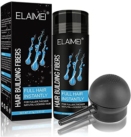 Fibras Capilares Con Aplicador De Spray, Naturales FormacióN Del Cabello Fibra, Polvo Corrector Para El Cabello Para Hombres Y Mujeres, Manchas Calvas Y Adelgazamiento Del Cabello (Negro)