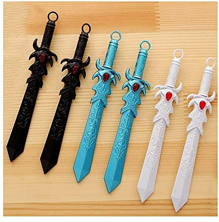 GIVBRO Schwarze Gelstifte im Schwert-Stil, für Büro, Schule, Zuhause, Studenten, Geschenk, 0,38 mm, 6 Stück