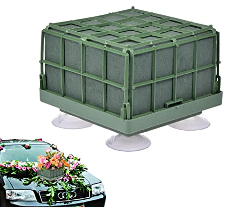 JIAHUA Blumensteckschaum Hochzeit Blumen Steckmasse Mit Saugnapf Für Auto Blumen Halter, Floristik Autoschmuck Für Hochzeit Wedding, Schaumstoff Basteln Deko