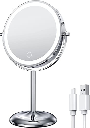 Gospire 7 Lighted Makeup Mirror, 1X/10X Magnification, Desk Vanity Mirror