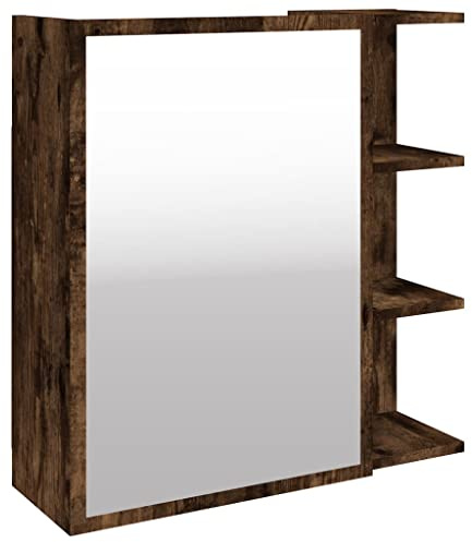 vidaXL Armario con Espejo baño Madera Roble Ahumado 62,5x20,5x64 cm