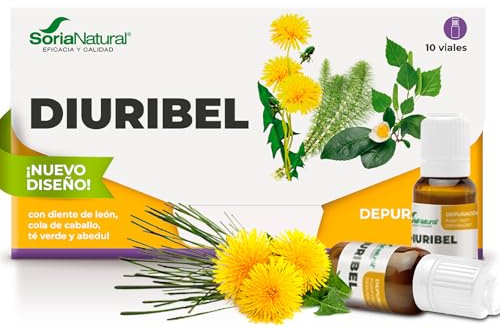 Soria Natural Diuribel Detox - Diurético para Eliminar Líquidos Retenidos y Depurar el Organismo - Diente de León, Cola de Caballo, Abedul - 10 Viales