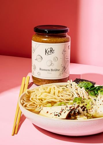 KoRo - Vegane Miso Ramen Brühe 720 ml - Ideale Basis für Ramen - Enthält Gemüsebrühe, Miso Paste und Sojasoße - Zwei Portionen pro Glas