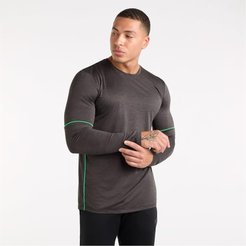 Umbro Herren-Trainings-T-Shirt, langärmelig, meliert, Poly-T-Shirt