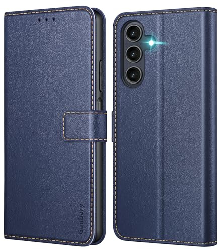 Ganbary Coque pour Samsung Galaxy A25 5G, [Housse en Cuir PU Premium] [Etui à Rabat] [Pochette de Portefeuille], Étui de Protection pour Samsung Galaxy A25 5G - Bleu