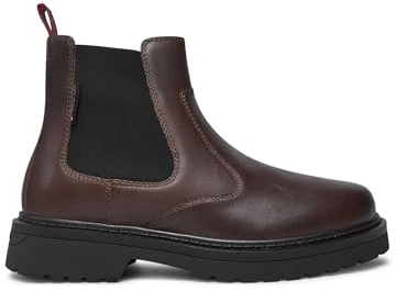 Tommy Jeans Uomo Stivaletti Chelsea in Pelle, Marrone (Velvet Brown), 46