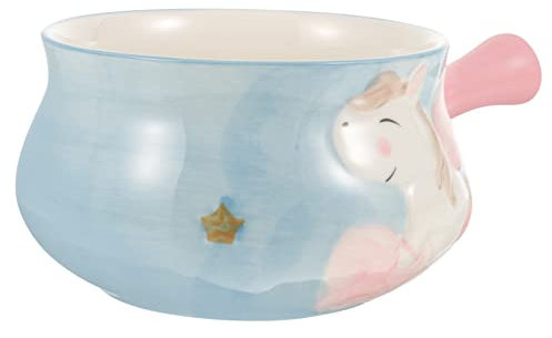 Zerodeko Milchtopf Mit Kreativem Griff Multifunktionaler Frühstücks Milch-erhitzungstopf Mikrowellengeeignet Spülmaschinenfest Kinderfreundlicher Einhorn-bol Blau
