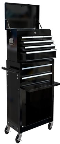 Fulvari W110243192 Lockable Rolling Tool Chest, One Size, Black 8 Drawer