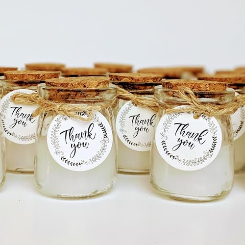 TE Whaka | 24 Bougies parfumées avec étiquette Thank You | Cadeau invités mariage, bapteme, communion, anniversaire - Accessoire mariage - Remerciements
