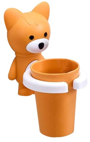 Pastoralist Kinder Zahnbürstenhalter Cartoon Fuchs Wand Hänge Zahnpasta Organizer mit Spülenbecher -Saugnapf für Badezimmer, Zahnbürstenhalter, Kinder Zahnbürstenhalter