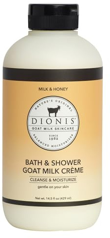 Dionis Goat Milk Bath & Shower Crème, Milk & Honey 14.5 oz | Moisturizing Body Wash for Dry and Sensitive Skin with Goat Milk & Chamomile Extract