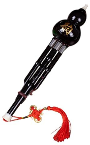 Kürbisflöte, Chinesische Hulusi Flöte mit Chinesischem Knoten, Traditionelles Hulusi Flöteninstrument für Bühnengeschenkshow, Lehrer, Kind, Schwarze
