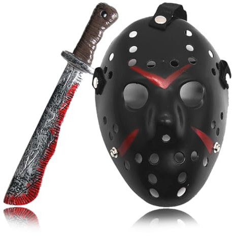 Knitluxe Erwachsene Horror Maske, Hockey Maske Jason Voorheen Hockey Maske, Schlachtung zu herrschen Alex schreckliche Maske für Halloween Karneval Maskerade Party Erwachsene Geschenke (Schwarz)