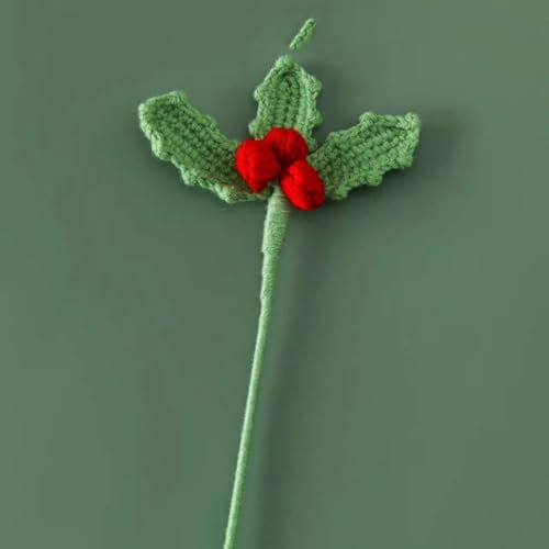 ZUYCML Weihnachten Häkeln Blume Simulieren Künstliche Santa Claus Gestrickte Tannenzapfen Beeren Baumwolle Blume Bouquet Party Dekoration-H