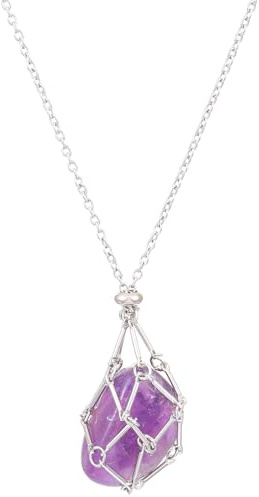 Ceeyoll Collana Donna, Ciondolo Con Tasca A Rete, Collana A Gabbia Per Pietra Naturale, Corda Per Collana In Pietra Di Cristallo Di Quarzo, Adatto Per Feste, Riunioni, Compleanni